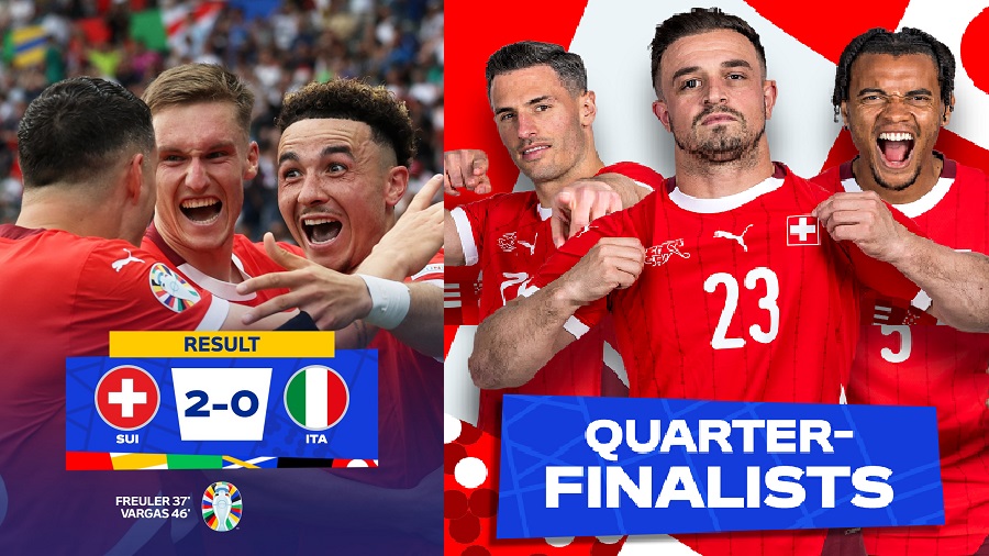 Hasil Euro 2024: Bekuk Italia 2 Gol, Swiss Sukses Melaju ke Babak 8 Besar