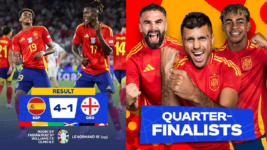 Hasil Euro 2024: Gilas Georgia 1-4, Spanyol Tantang Jerman di Perempat Final